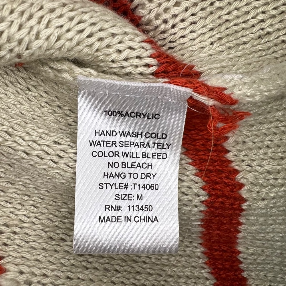 Lulumari Womens Long Sleeve Orange Cardigan Sweater Boho loose knit Disc Sz M - Picture 7 of 11